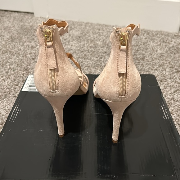 J Crew Three-Strap Scallop Suede Heels - Picture 3 of 12